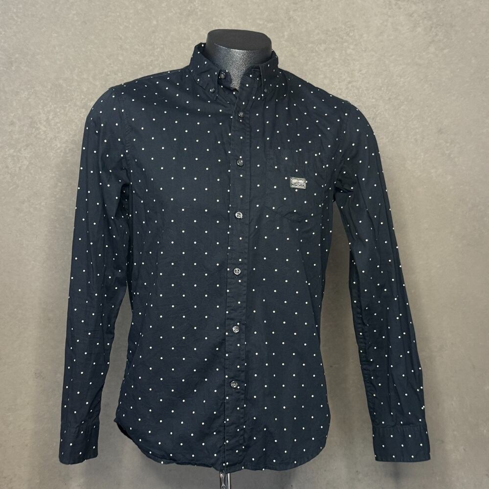 Denim & Supply Ralph Lauren Mens Small Navy Blue Polka Dot Button Down Shirt